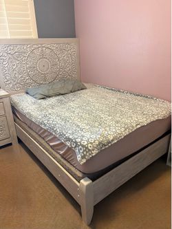 Ashleys Furniture full-size bed/barn door dresser/night stand