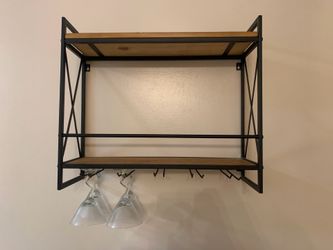 Wall Wine Rack with Glass Holders (23.6”W x 7.9”D x 21.2”H) - Easy Pickup in Hyde Park