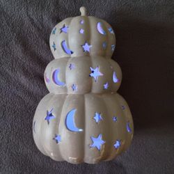 3/$10 🌟 Glowing Moon & Star Ceramic Halloween Stacked Pumpkin Lamp Light