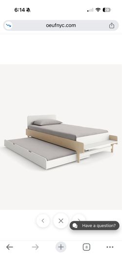 OEUF TWIN BED WITH TRUNDLE AND 3 DRAWER DRESSER WITH FREE BEAUTYREST MATTRESS