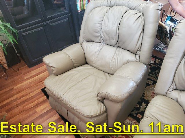 Leather Recliner. 2 Available. Stunning Shape. Estate Sale Sat 11am - $199