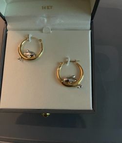 14kt dolphin hoop earrings
