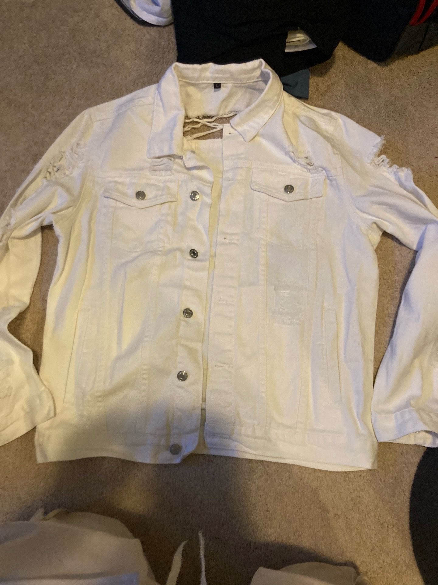 White distressed jean jacket