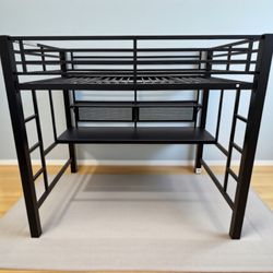 Coaster Fine Avalon Black Metal Full Size Loft Workstation Bed Frame