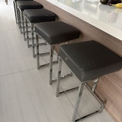 Metallic And Vinyl Counter Stools