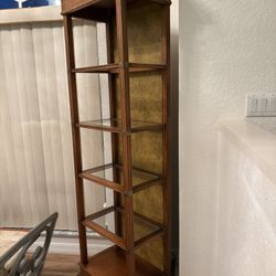 Vintage Shelf W/ Light And Glass Shelves 