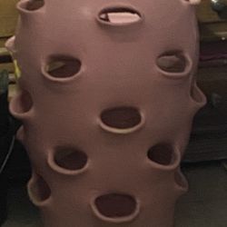 Strawberry Ceramic Pot 24” In Vintage Color Pink.