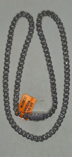 925 Sterling Silver Miami Cuban Chain With Genuine Black Moissanite 24 Inch 6.8 MM 55 Grams 20 Carats