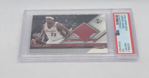 2005 Upper Deck UD Materials Lebron James PSA 8.5 Near Mint+ Warmup Card Cavs 