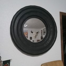 Large Antique Leather Maché Mirror