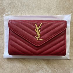 YSL Red Envelope Quilted Design Cross Body Bag With Gold Hardware