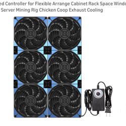 120mmx6 720mm Adjustable Computer PC Box Vent Fans 3V-12V Speed Controller for Flexible Arrange Cabinet Rack Space Window Wall Server Mining Rig Chick