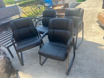 Guest Black Leather Chairs Set of 4