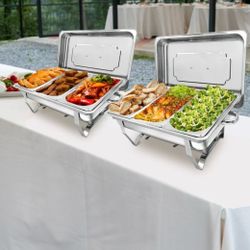4 Pack 3 Tray Chafing Dish Buffet Stainless Steel 10 Quart