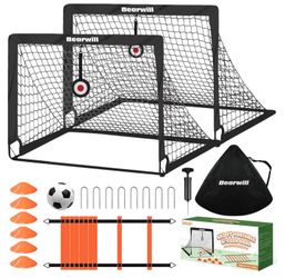 Soccer Goal, Kids Soccer Goals for Backyard Set of 2
4x3ft Portable Soccer Goal Pop Up Soccer Net, Kids Soccer Net Training Equipment with Soccer Ball