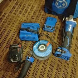 Kobalt Grinder Charger And Battery 2x Plates And Milwaukee Battery 
