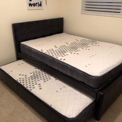 Full/twin Trundle With Mattresses For Kids 