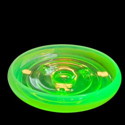 Uranium Glass Footed Bowl 6.5 Inches 