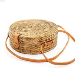 Bali Rattan Boho Round Purse