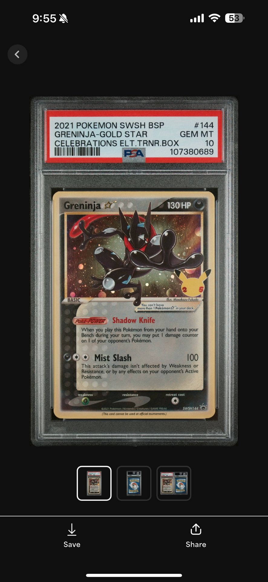 PSA 10 GEM MINT Greninja Gold Star Holo Promo (Swirl)
