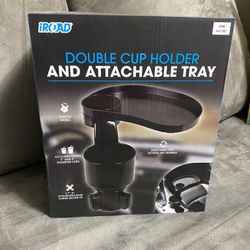 BRAND NEW DOUBLE CUP HOLDER AND ATTACHABLE TRAY  