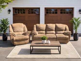 Brown Microfiber Reclining Sofa & Recliner Set - Super Comfortable -