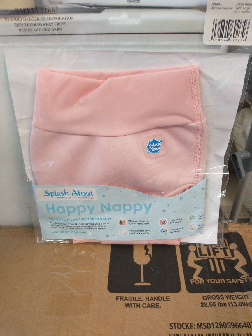 Splash About HAPPY NAPPY Swim Diaper, 6-12 months, Large, Almond Blossom