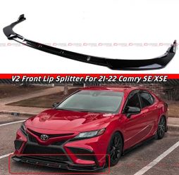 21-24 TOYOTA CAMRY SE XSE JDM V2 GLOSSY BLACK FRONT BUMPER LIP SPLITTER