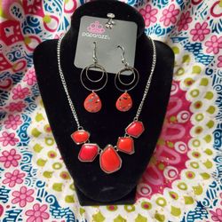 Paparazzi Red Stone Necklace and Earring Set