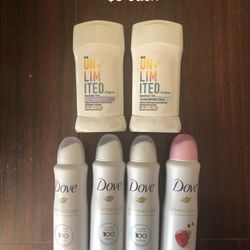 Dove Deodorant Spray / Degrees UNLIMITED deodorant $5 each