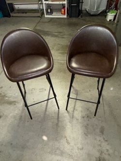 Dark Brown Leather Stools