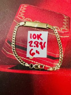 For Wedding 10K Solid Gold ID Bracelet 2.8Gr 6 Inches Long