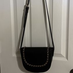 Black Chain-Accent Crossbody Bag