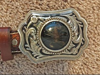western belt buckle with real scorpion