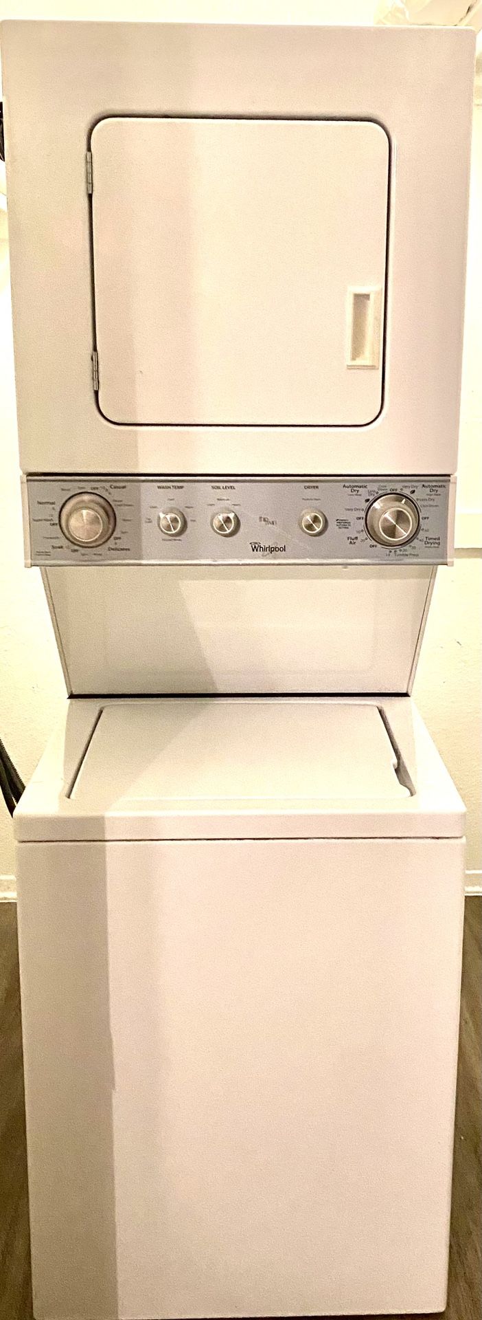 PICK UP ONLY •SUPER NICE!!! WHIRLPOOL 24” Apt. Size Stackable Washer & Dryer-WORKS PERFECT!!