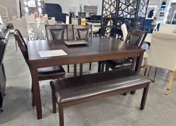 6-pc dining table set espresso finish