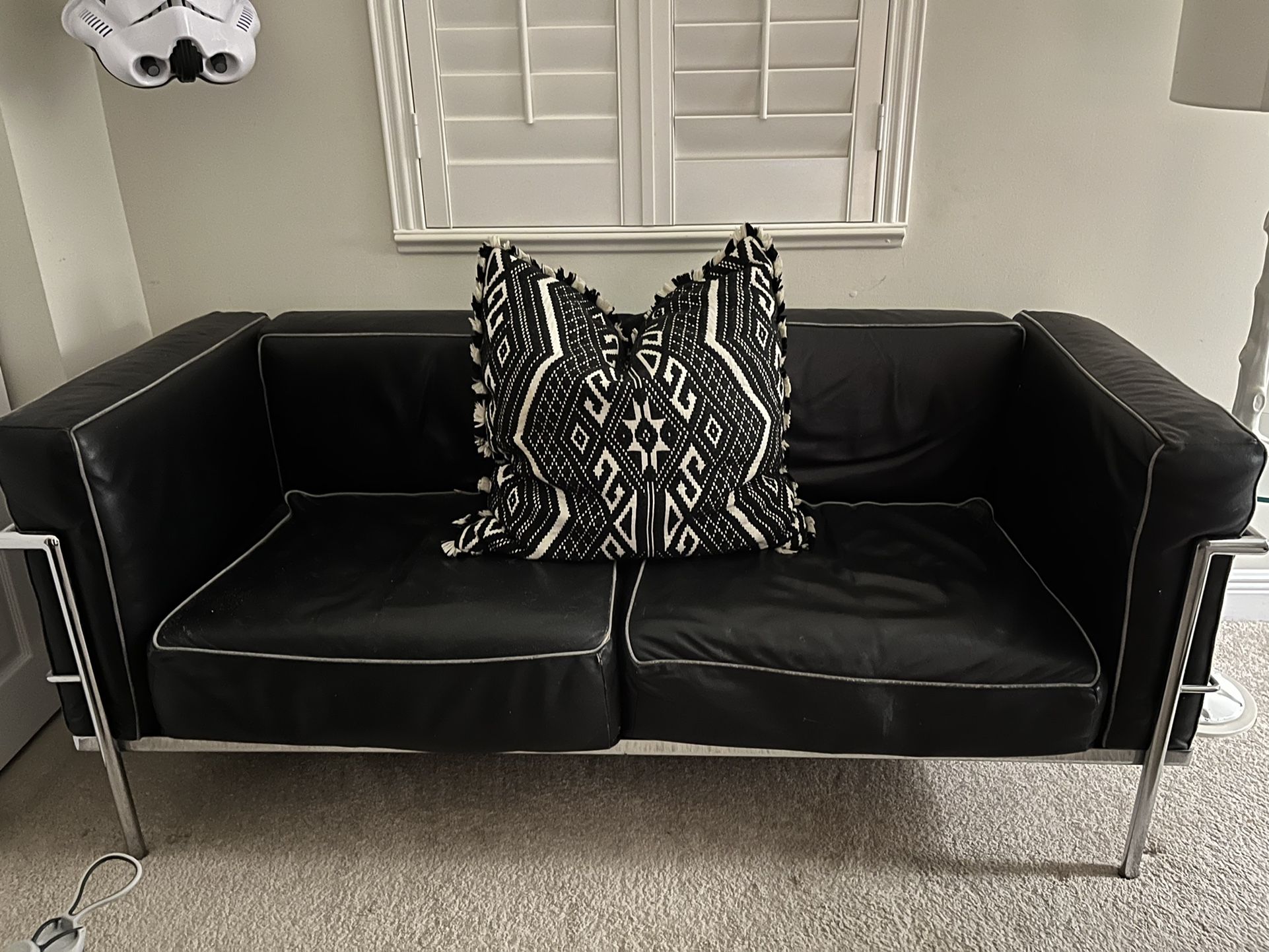 Corbusier Grand Modele Two-Seat Sofa With Down Cushions Top Grain-Tan / Chrome Steel