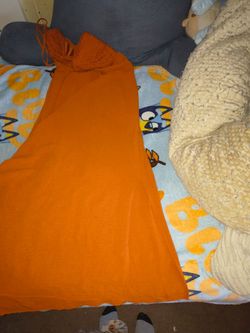 Orange Halter Neck Maxi Dress