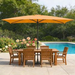 10 x 6.5ft. Steel Crank Rectangle Market Patio Umbrella 