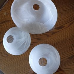 3 Vintage Art Glass Lamp Shades Bell