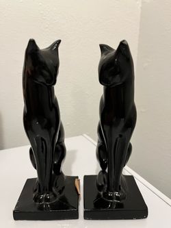 Vintage Frankart-Style Art Deco Black Cat Bookends