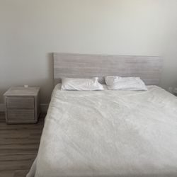 King Size bed, Dresser And lamp Stand 