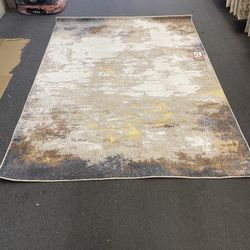 5x7 Area Rugs Carpet Rugs Abstract Design Thick Colors Beige Gold Gray