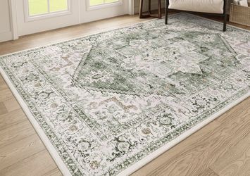 8x10 Washable Area Rug Carpet Sage green Brand New 