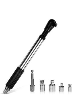 1/2" Offset Extension Wrench Set with 3/8" & 1/4" Adapters Set, Heavy Duty Ratchet Wrench Extender for Electric Drill, Impact Socket Adapter Kit for T