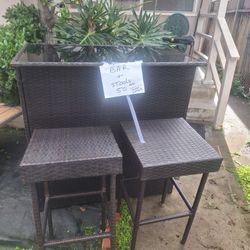 Bamboo Bar And Stools