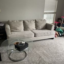 Pullout bed 4 seater white couch