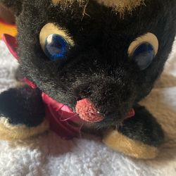 VTG Retro Black/Tan Skunk Stuffed Animal Blue Eyes 17” With Tail