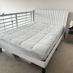 West Elm Queen Bed Frame + Casper Mattress + Mattress Protector – Like New 