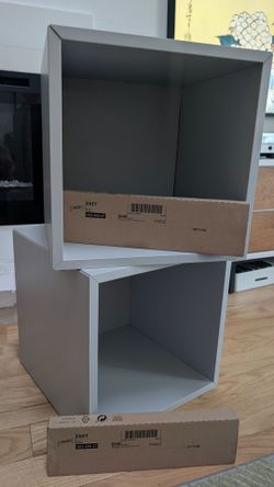 2 IKEA EKET Cube Cabinets with Mounting Brackets (Light Gray)